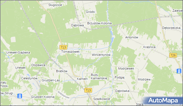 mapa Wincentynów, Wincentynów na mapie Targeo