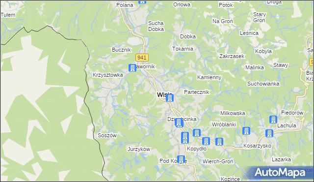 mapa Wisła, Wisła na mapie Targeo
