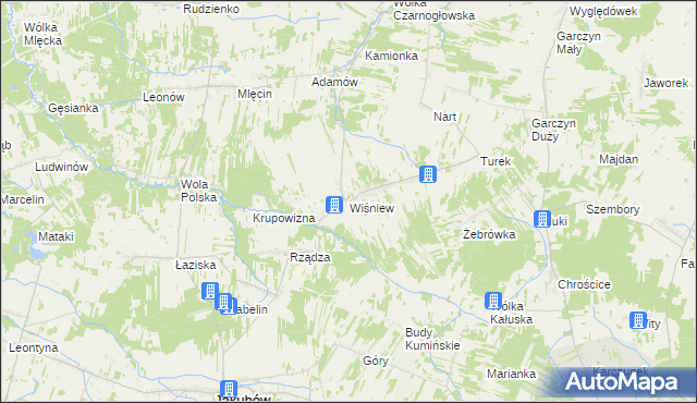 mapa Wiśniew gmina Jakubów, Wiśniew gmina Jakubów na mapie Targeo