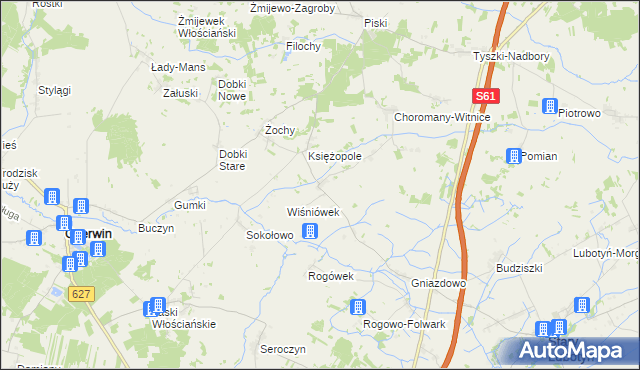 mapa Wiśniewo gmina Czerwin, Wiśniewo gmina Czerwin na mapie Targeo