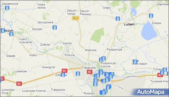 mapa Witaniów, Witaniów na mapie Targeo