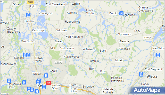 mapa Witkowice gmina Kęty, Witkowice gmina Kęty na mapie Targeo