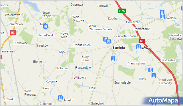 mapa Witoldów gmina Łanięta, Witoldów gmina Łanięta na mapie Targeo