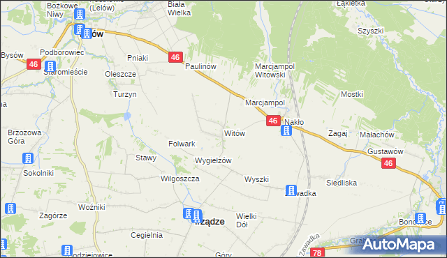 mapa Witów gmina Irządze, Witów gmina Irządze na mapie Targeo