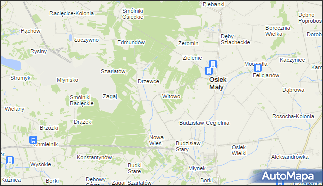 mapa Witowo gmina Osiek Mały, Witowo gmina Osiek Mały na mapie Targeo