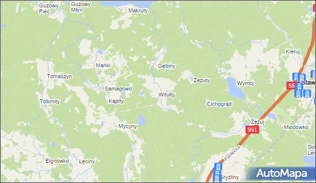 mapa Witułty, Witułty na mapie Targeo