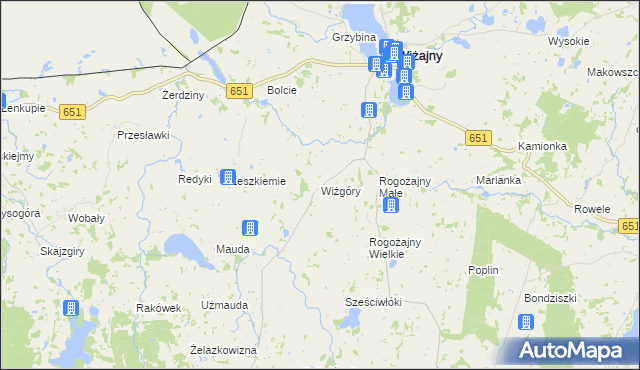 mapa Wiżgóry, Wiżgóry na mapie Targeo