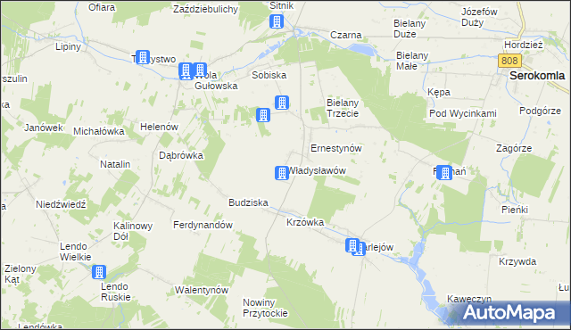 mapa Władysławów gmina Adamów, Władysławów gmina Adamów na mapie Targeo