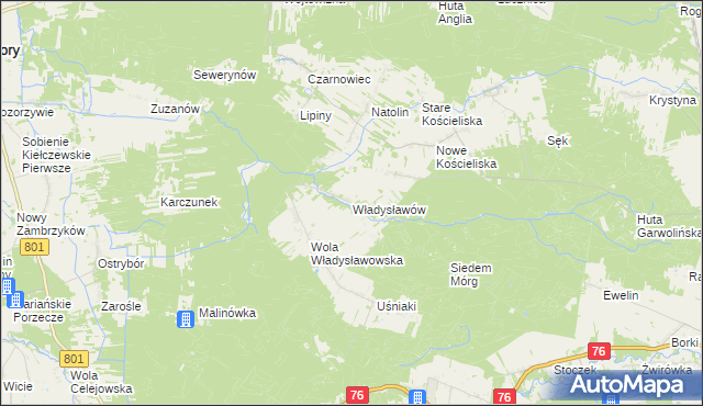 mapa Władysławów gmina Garwolin, Władysławów gmina Garwolin na mapie Targeo