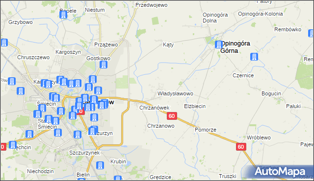 mapa Władysławowo gmina Opinogóra Górna, Władysławowo gmina Opinogóra Górna na mapie Targeo
