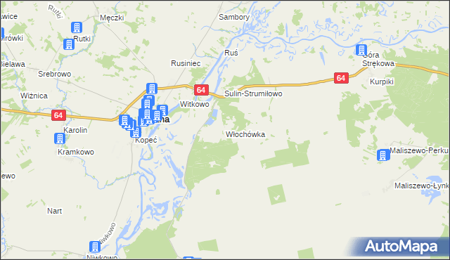 mapa Włochówka, Włochówka na mapie Targeo