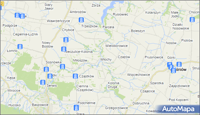 mapa Włochy gmina Nowa Słupia, Włochy gmina Nowa Słupia na mapie Targeo