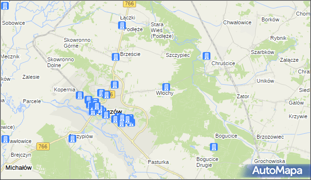 mapa Włochy gmina Pińczów, Włochy gmina Pińczów na mapie Targeo