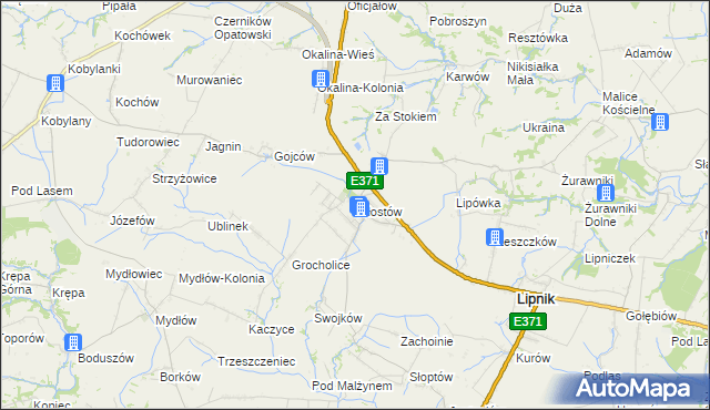 mapa Włostów gmina Lipnik, Włostów gmina Lipnik na mapie Targeo