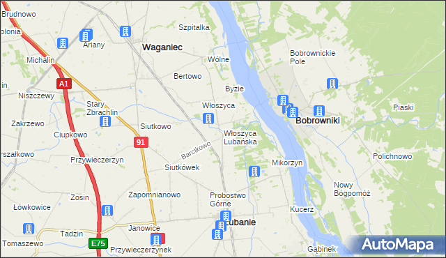 mapa Włoszyca Lubańska, Włoszyca Lubańska na mapie Targeo