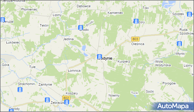 mapa Wodynie, Wodynie na mapie Targeo