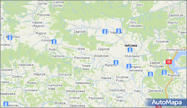 mapa Wojakowa, Wojakowa na mapie Targeo