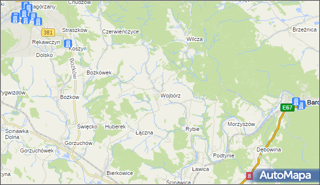 mapa Wojbórz, Wojbórz na mapie Targeo