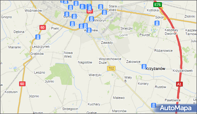 mapa Wojciechowice Duże, Wojciechowice Duże na mapie Targeo