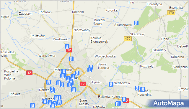 mapa Wojciechówka gmina Żelazków, Wojciechówka gmina Żelazków na mapie Targeo