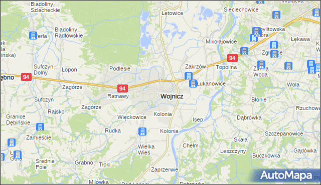 mapa Wojnicz, Wojnicz na mapie Targeo