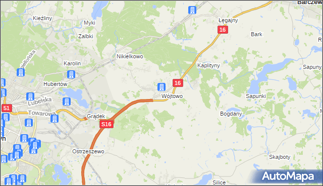 mapa Wójtowo gmina Barczewo, Wójtowo gmina Barczewo na mapie Targeo