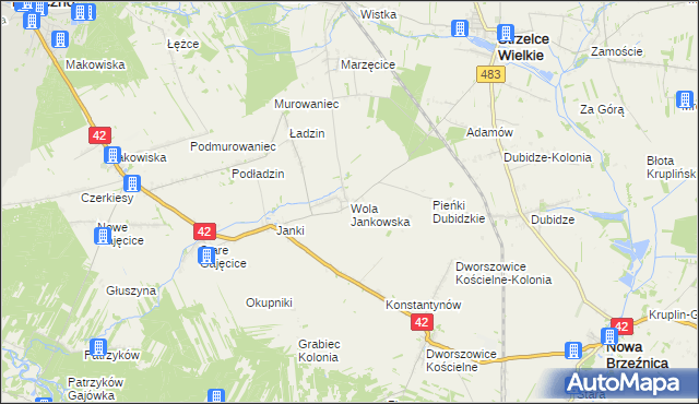 mapa Wola Jankowska, Wola Jankowska na mapie Targeo