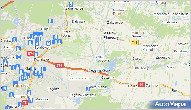 mapa Wola Kopcowa, Wola Kopcowa na mapie Targeo
