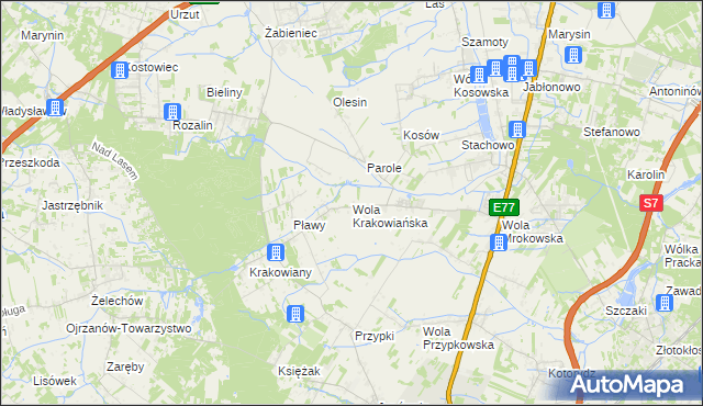 mapa Wola Krakowiańska, Wola Krakowiańska na mapie Targeo
