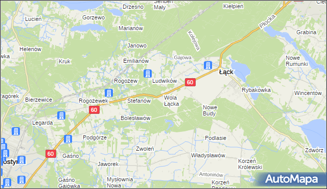 mapa Wola Łącka, Wola Łącka na mapie Targeo