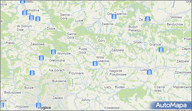 mapa Wola Lubecka gmina Ryglice, Wola Lubecka gmina Ryglice na mapie Targeo