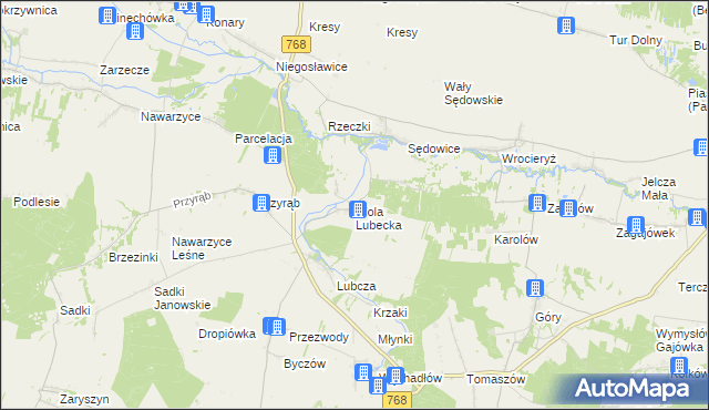mapa Wola Lubecka gmina Wodzisław, Wola Lubecka gmina Wodzisław na mapie Targeo