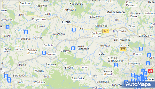 mapa Wola Łużańska, Wola Łużańska na mapie Targeo