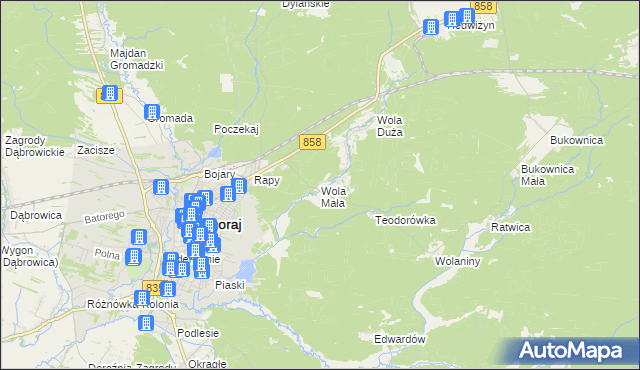mapa Wola Mała gmina Biłgoraj, Wola Mała gmina Biłgoraj na mapie Targeo