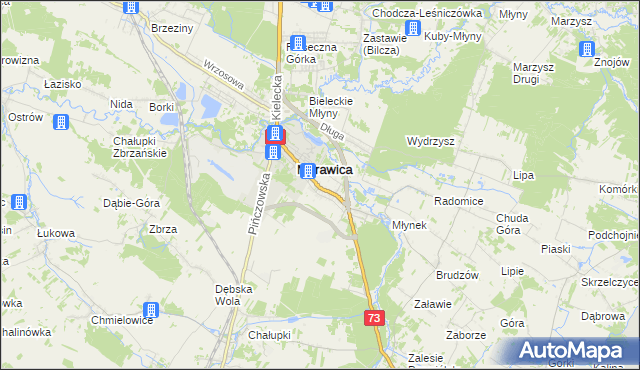 mapa Wola Morawicka, Wola Morawicka na mapie Targeo