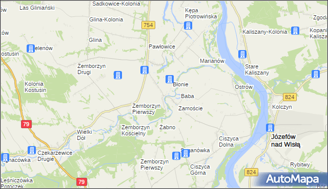 mapa Wola Pawłowska gmina Solec nad Wisłą, Wola Pawłowska gmina Solec nad Wisłą na mapie Targeo