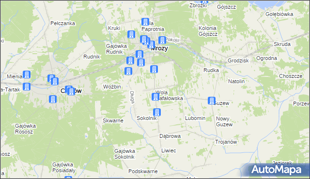 mapa Wola Rafałowska gmina Mrozy, Wola Rafałowska gmina Mrozy na mapie Targeo