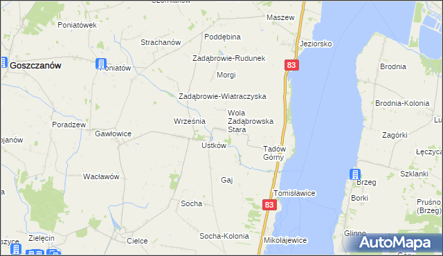 mapa Wola Zadąbrowska, Wola Zadąbrowska na mapie Targeo
