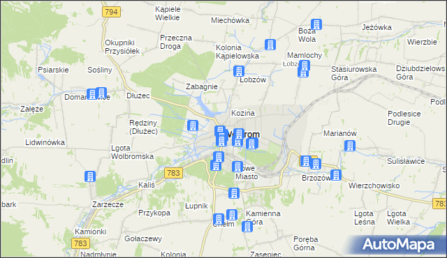 mapa Wolbrom, Wolbrom na mapie Targeo
