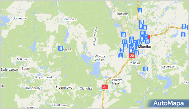 mapa Wołcza Wielka, Wołcza Wielka na mapie Targeo