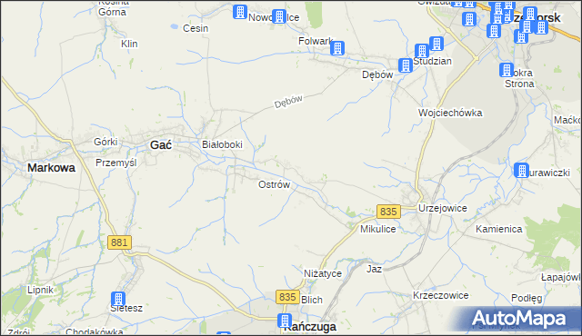 mapa Wolica gmina Gać, Wolica gmina Gać na mapie Targeo