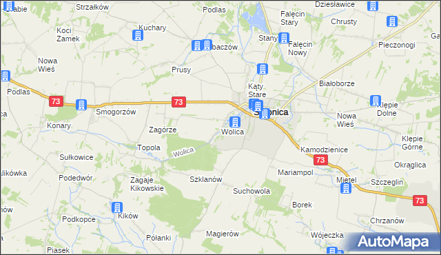 mapa Wolica gmina Stopnica, Wolica gmina Stopnica na mapie Targeo