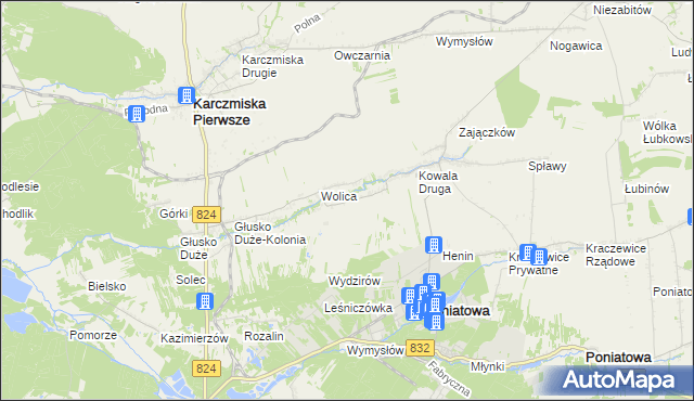 mapa Wolica-Kolonia gmina Karczmiska, Wolica-Kolonia gmina Karczmiska na mapie Targeo