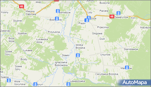 mapa Wólka Brzózka, Wólka Brzózka na mapie Targeo