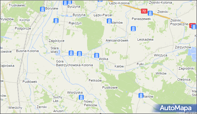 mapa Wólka gmina Poddębice, Wólka gmina Poddębice na mapie Targeo