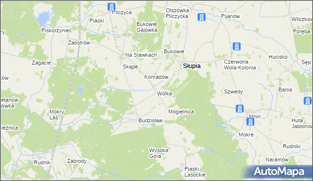mapa Wólka gmina Słupia Konecka, Wólka gmina Słupia Konecka na mapie Targeo