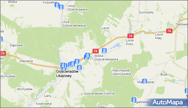 mapa Wólka Gościeradowska, Wólka Gościeradowska na mapie Targeo