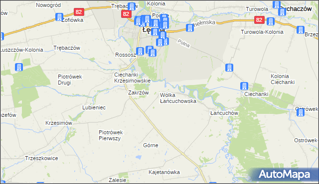 mapa Wólka Łańcuchowska, Wólka Łańcuchowska na mapie Targeo