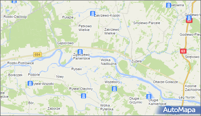 mapa Wólka Nadbużna gmina Ceranów, Wólka Nadbużna gmina Ceranów na mapie Targeo