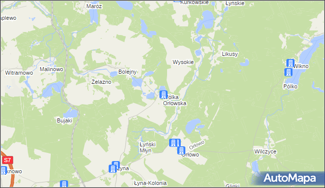 mapa Wólka Orłowska gmina Nidzica, Wólka Orłowska gmina Nidzica na mapie Targeo